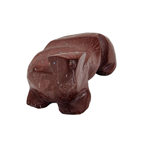 Native American Zuni Bear Fetish Derrick Kaamasee Pipestone Carving Turquoise 4" - Picture 9 of 16